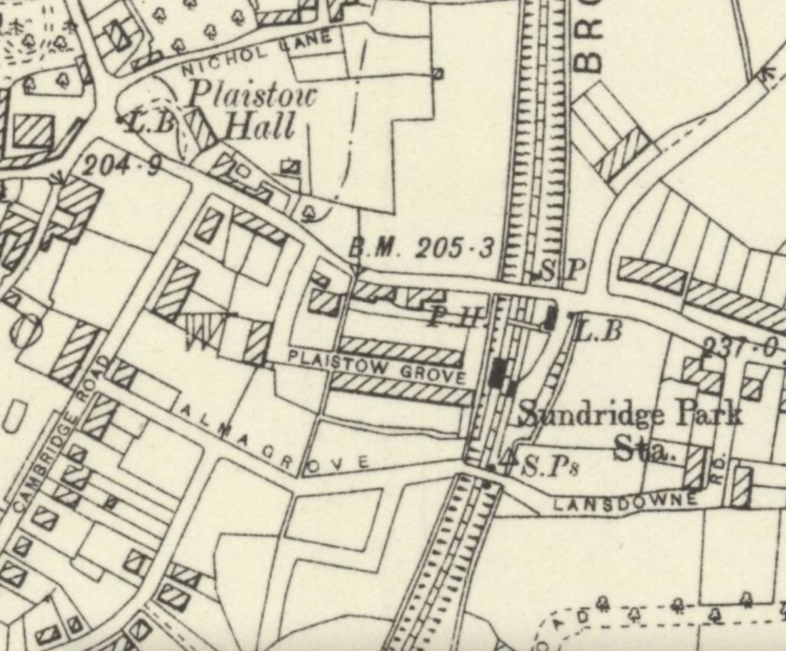 A vintage map of Plaistow Grove.